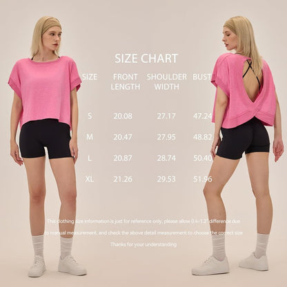 UNIANKIYA Open Back Workout Tops for Women Loose Fit Athletic Crop Tee Short Sleeve Gym Running Yoga Shirt Grass Green