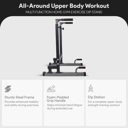 BalanceFrom Multi-Function Dip Stand Dip Station Dip bar with Improved Structure Design, 500-Pound Capacity, Black