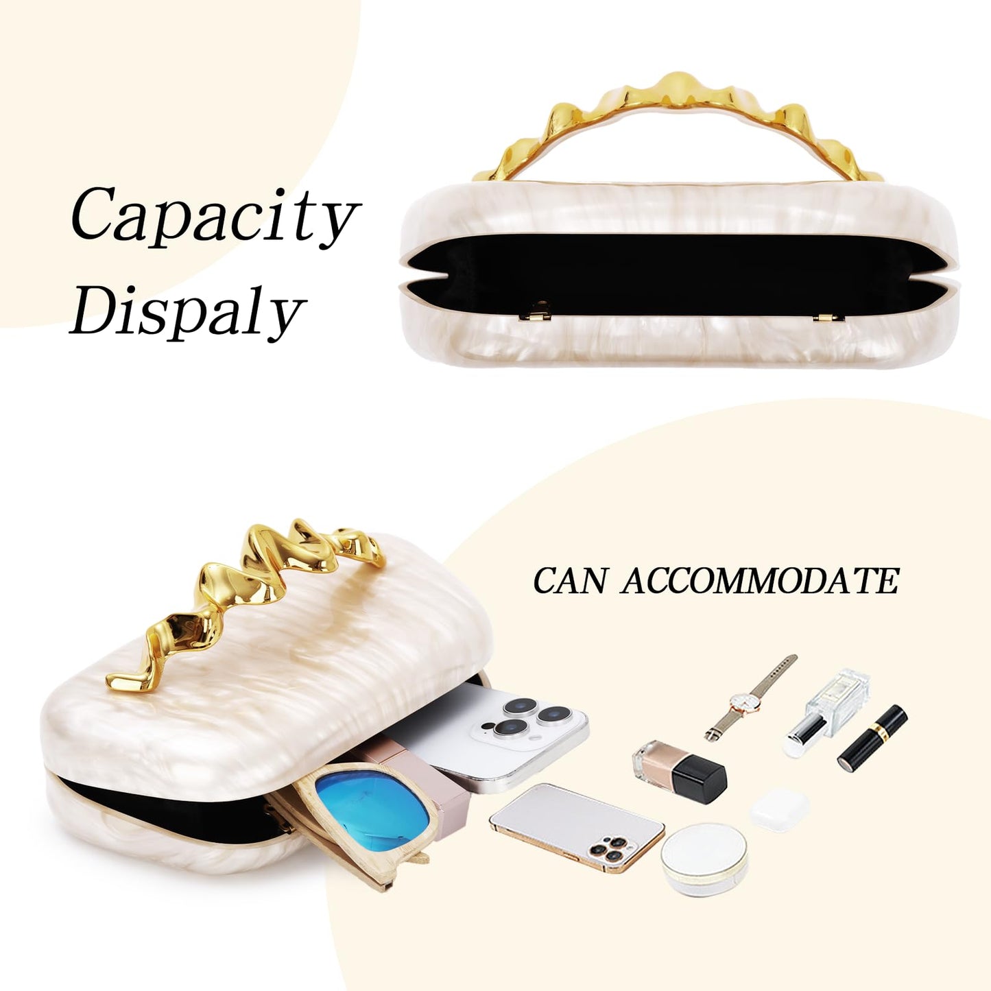 KUANG! Clutch Purses for Women Acrylic Evening Handbags for Wedding Party Crossbody Shoulder Bag Trendy