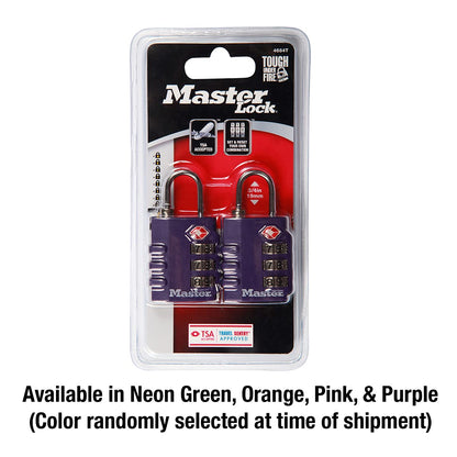 Master Lock 4684T Set Your Own Combination TSA Approved Luggage Lock, 1-3/8 in. Wide, Colors May Vary