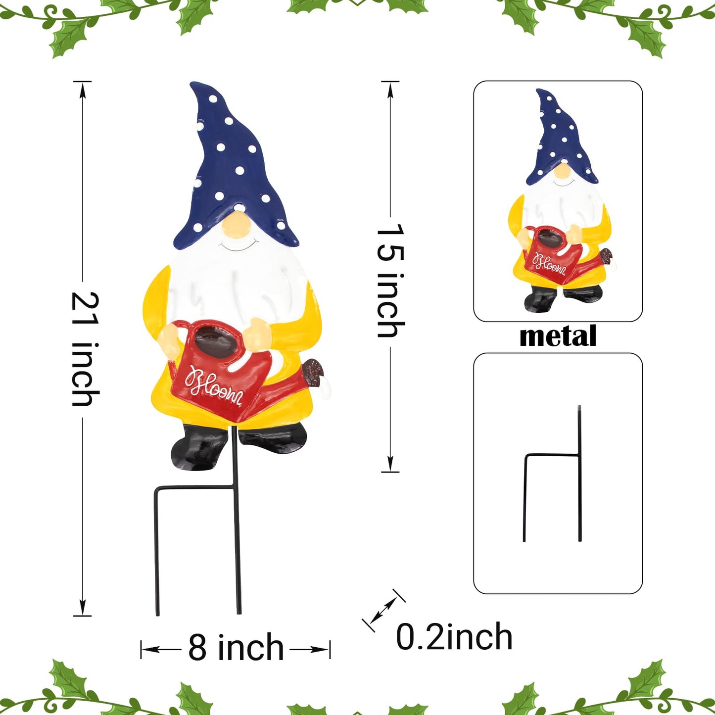 Voumsil Metal Yard Signs Decor for Rust Prevention, Yard Stakes with Gnomes for Outside Garden Yard Lawn Porch Holiday Party(Blue)