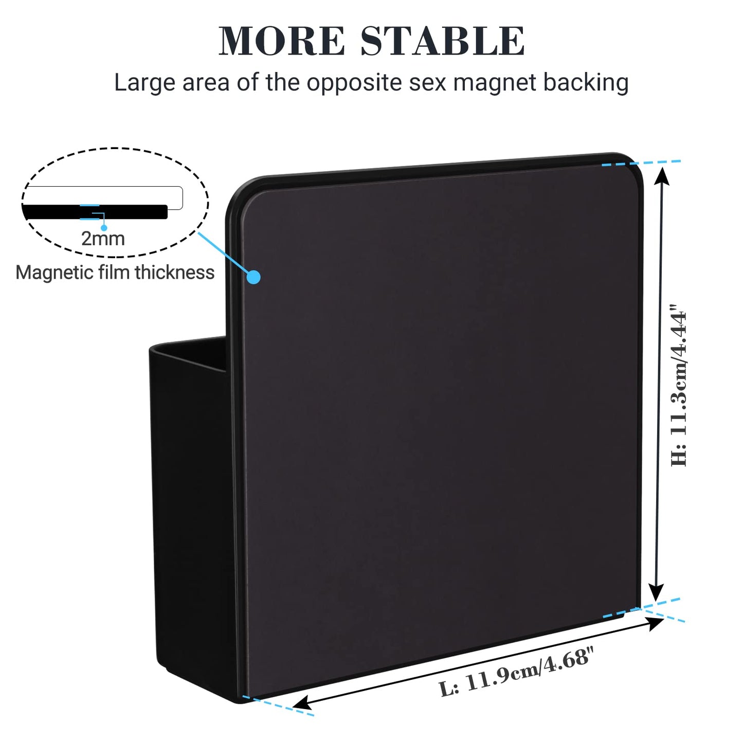 Lidwot Set of 2 Black Strong Magnetic Dry Erase Marker Holders - Pen Holders for Whiteboard, Fridge, Locker, Magnetic Organizer for Office, Kitchen, and School. No Drilling, Nails, or Glue Needed