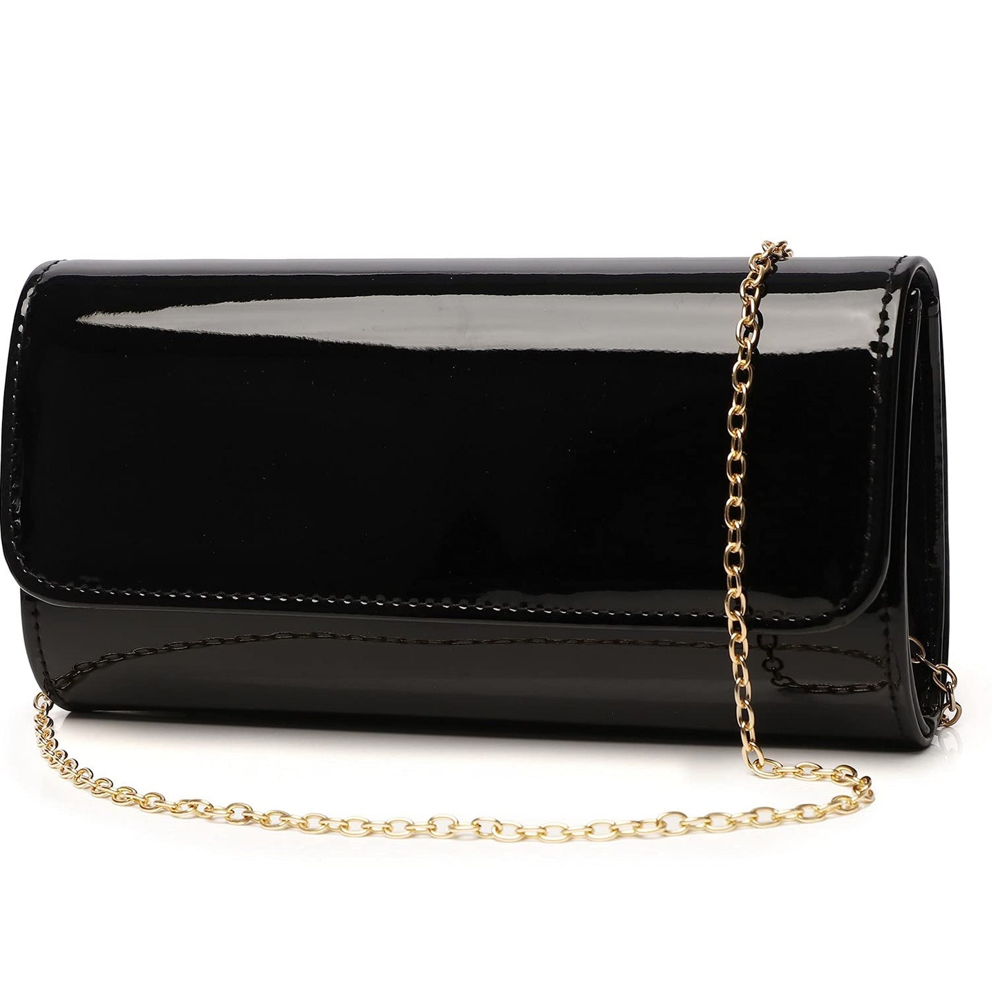 Patent Leather Envelope Clutch Womens Evening Handbag Stylish Shoulder Bag Purse for Christmas Wedding Party Prom(Balck 018)