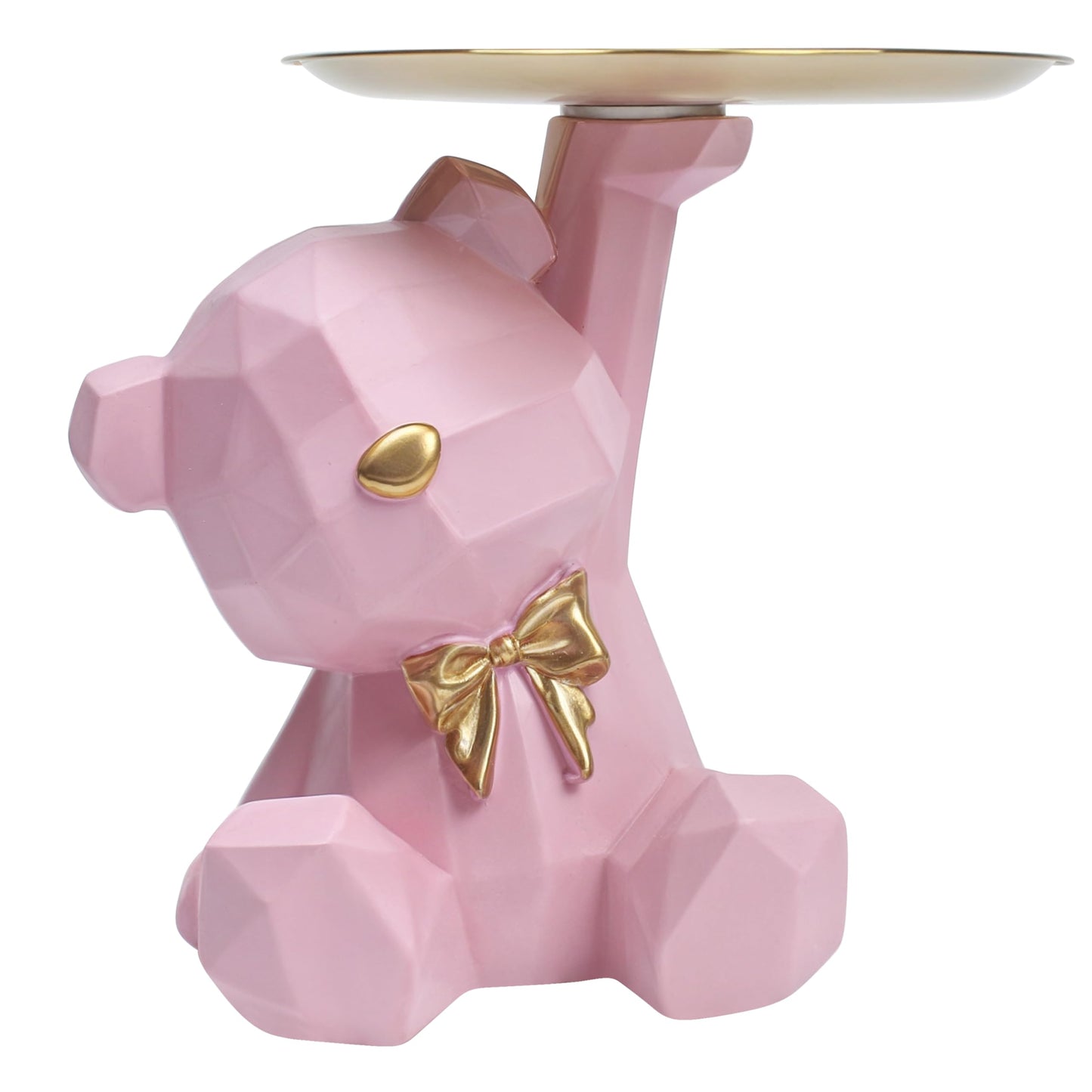 Bear Serving Tray Candy Dish Key Holder, Ring Stand Sculptures, Geometric Lovely Nordic Storage Bowl Plate Resin Cute Statue Figurines for Lipsticks Jewelry Earrings Table Living Room Entrance Display