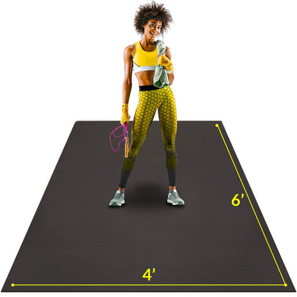ActiveGear Large Exercise Mat for Home Workout | Workout Gym Flooring for Home Gym | Rubber Workout Mat - 6 x 4 ft Black