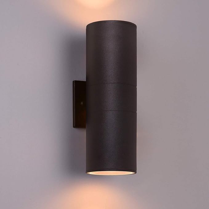 wowlite Outdoor Wall Light, Exterior Lighting, Matte Black Waterproof Wall Mount Cylinder Design, Up Down Light Fixture for Porch, Backyard and Patio, 1 Pack