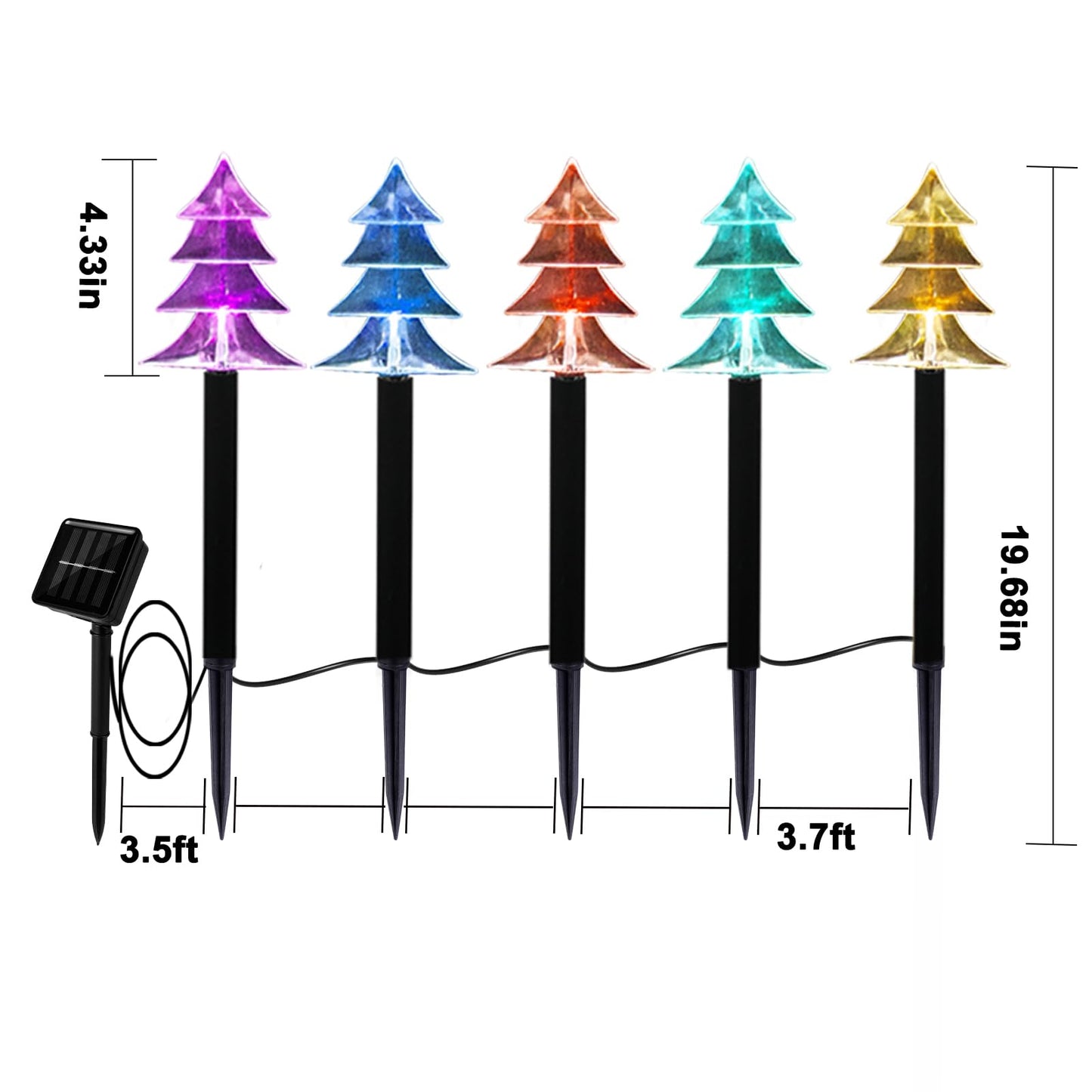 ILLUMINEW Christmas Solar Pathway Lights, Set of 5 Waterproof Landscape Christmas Lights, Stake Christmas Decorations, LED Lights for Yard Lawn Patio Walkway Decor