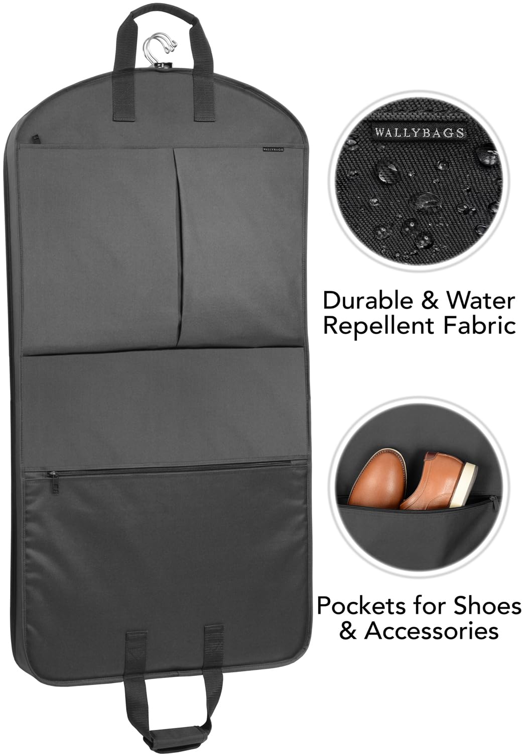 WallyBags® 45” Deluxe Extra Capacity Travel Garment Bag with two accessory