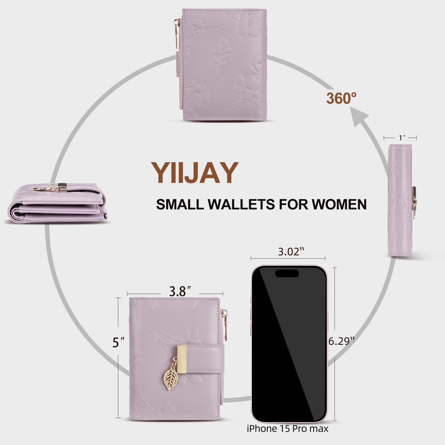 yiijay Small Wallet Women RFID Blocking Leather Bifold Wallet Credit Card Holder for Women Ladies Compact Wallet Mini Purse With Zipper Pocket