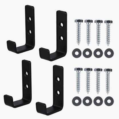 JIMMY LUCKY 4 Pcs Heavy Duty J Hooks for Hanging, Heavy Duty Garage Hooks for Hanging, Black Wall Mounted Utility Hookss, Garage Storage Hook for Hanging Extension Cords Garden Tools Clothes Keys