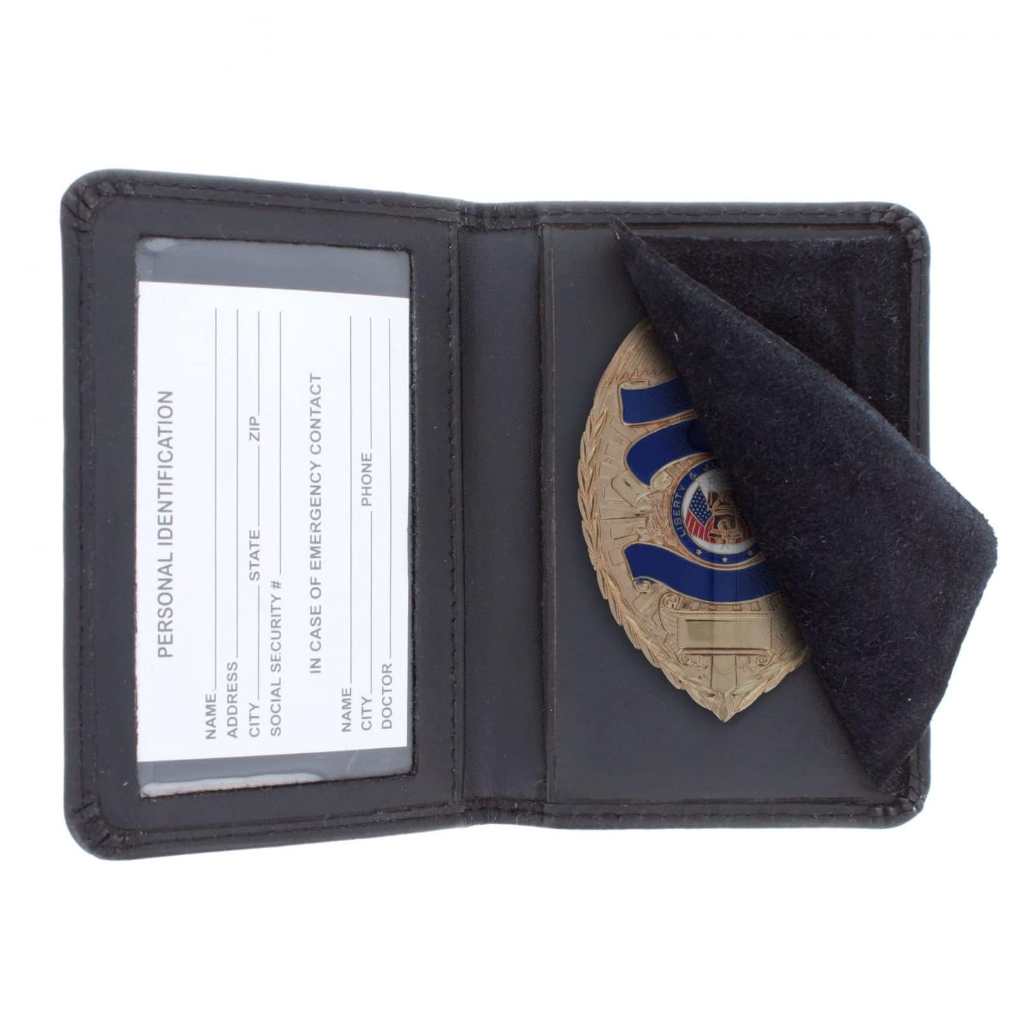 ASR Federal Genuine Leather Unisex Law Enforcement Badge Holder Case - Shield, Basketweave Black