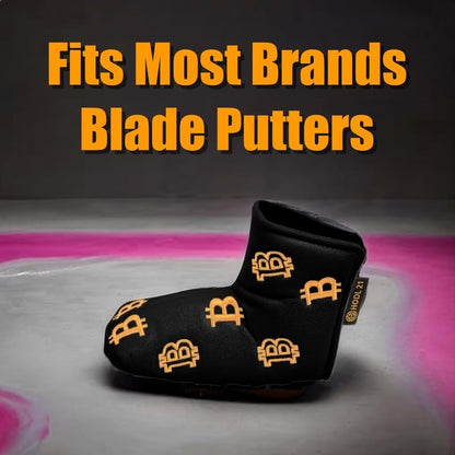 Bitcoin Golf Putter Cover for Blade Putters - Golf Headcovers for Club Protection - HODL 21 Golf Accessories (Black)