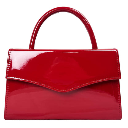 BYWAUQI Evening Clutch Purses for Women Patent Leather Purse Black Clutch for Formal Prom Wedding Party Brida Cocktail(Red)