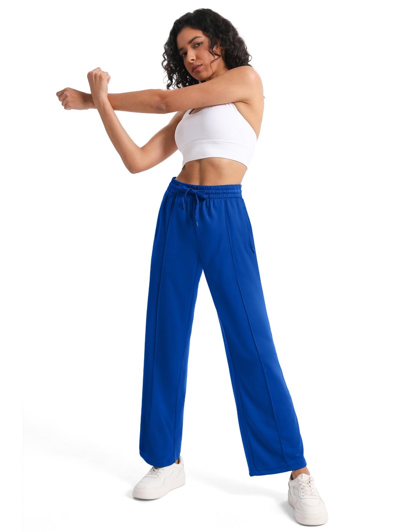 Tapata Petite Women's 28" Inseam Active Track Pants Striped Loose Fit Running Sporty Bottoms Travel Athletic Jogging, Blue, M