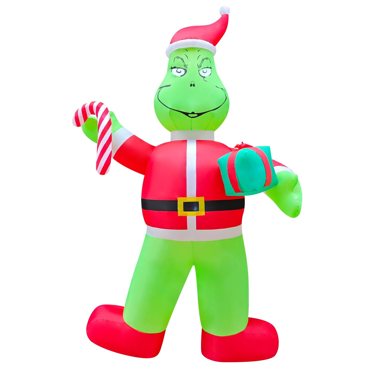 eLUUGIE 12ft Giant Christmas Inflatable Yard Decor Green Santa Monster Build-in LED Outdoor Blow up Christmas Decorations for Yard/Lawn/Garden