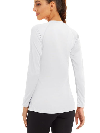 MAGCOMSEN Running Shirts for Women Long Sleeve Hiking Shirts for Women Lightweight Fishing Shirts for Women Swim Shirts for Women Rash Guard Shirts White