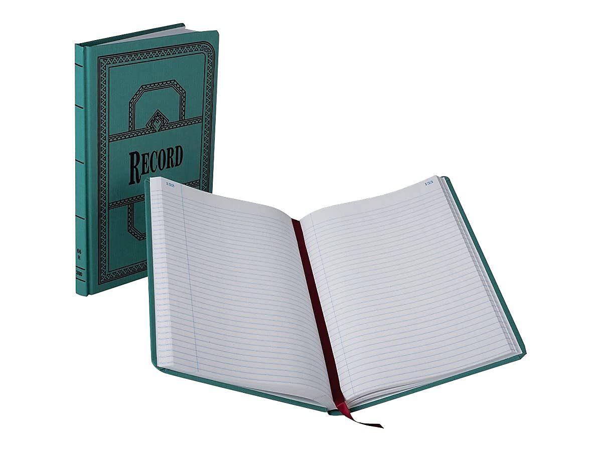 Boorum & Pease 66 Series Account Books, Record Ruling, 300 Pages, 12-1/8ʺ x 7-5/8ʺ, Blue (66-300-R)