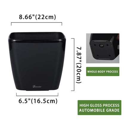 Dexceder 9x8 Self Watering Planter Indoor Outdoor, Inner Mat Design, Thickened Table Flower Plant Pot with Water Level Indicator (Black High Gloss)