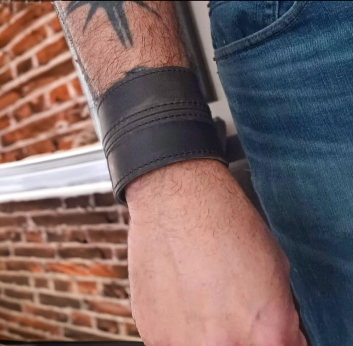 Anthology Gear Stylish Leather Cuff Bracelet Full Grain Wide Wristband For Men and Women (Unisex) Adjustable to 8" or 9 1/4" (Whiskey Brown, Large/X-Large)