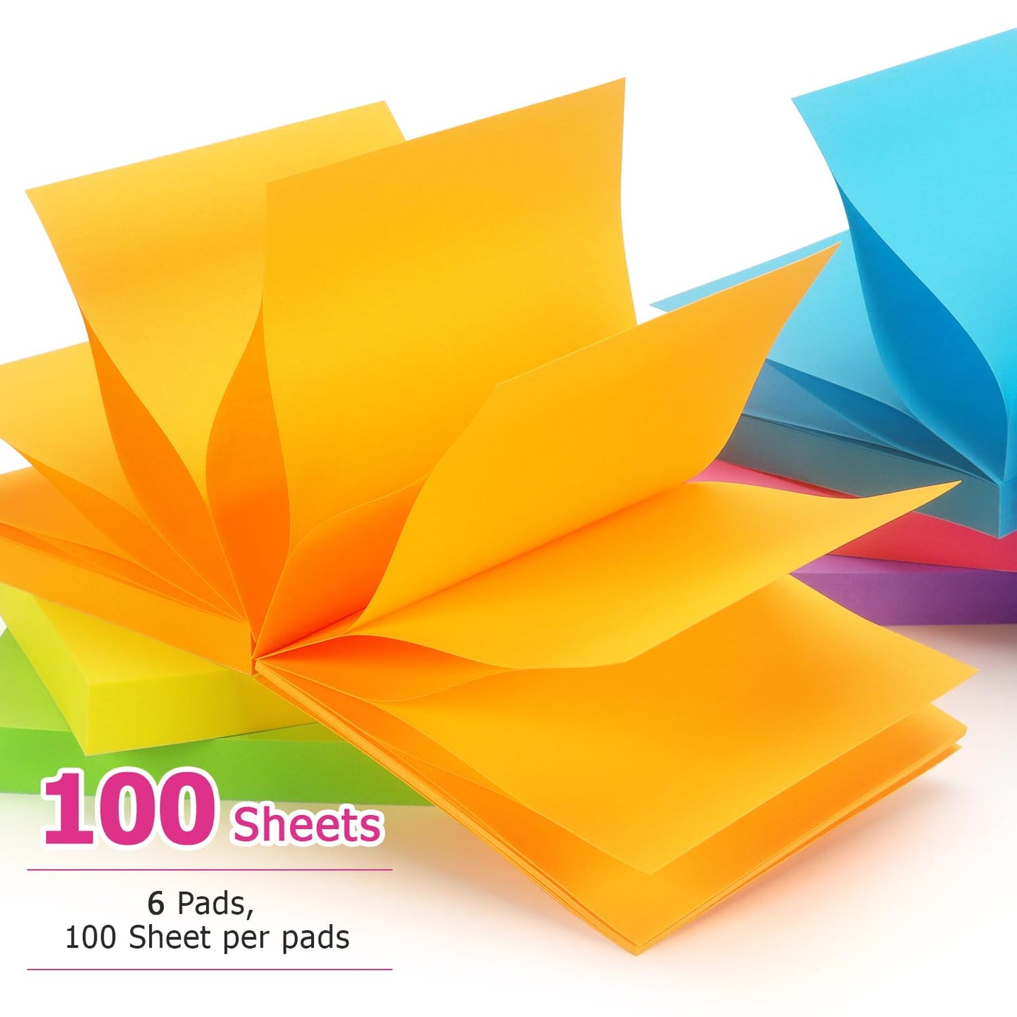 Early Buy Pop Up Sticky Notes 3x3 Refills Self-Stick Notes 12 Pads, 6 Bright Colors, 100 Sheets/Pad