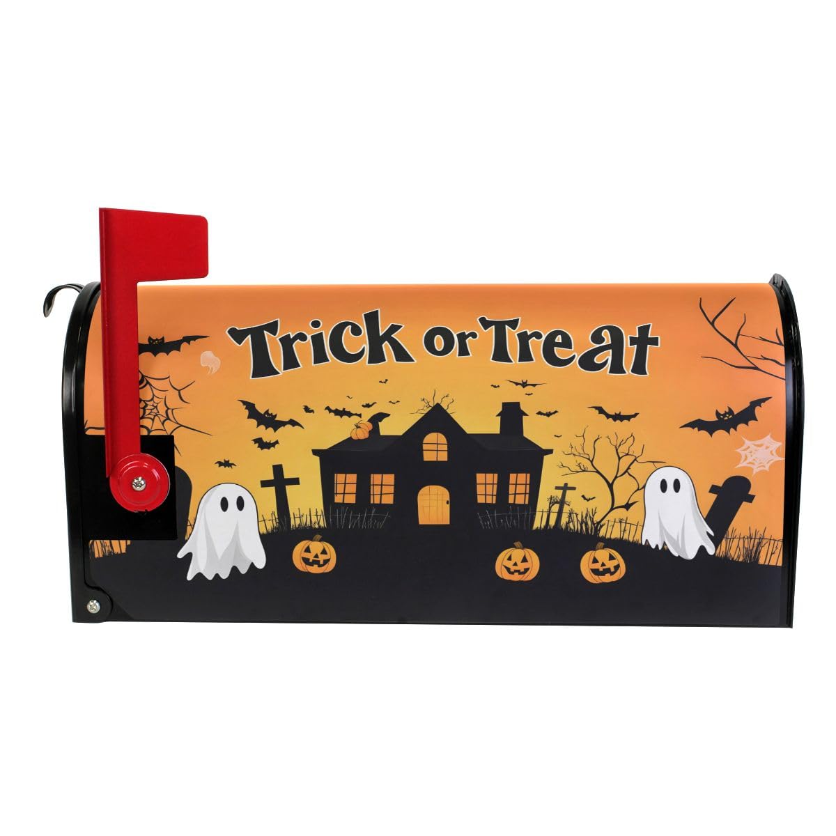 SUABO Halloween Ghost Pumpkin Mailbox Cover Magnetic Mailbox Wrap Post Letter Box Cover Home Decorative for Standard Mailboxes