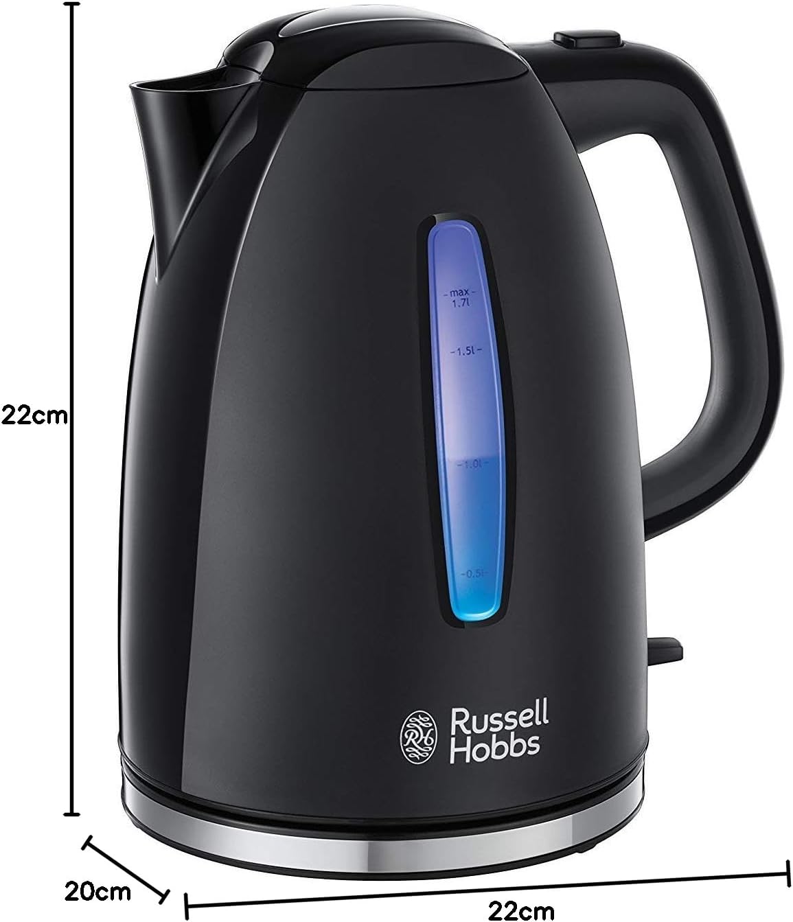 Russell Hobbs Textures+ Kettle [1.7 L, 2400 W, Blue LED Lighting] (Quick Boil Function, Removable Limescale Filter, Illuminated Water Level Indicator, Automatic Lid Opening) Tea Maker 22591-70