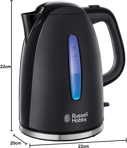 Russell Hobbs Textures+ Kettle [1.7 L, 2400 W, Blue LED Lighting] (Quick Boil Function, Removable Limescale Filter, Illuminated Water Level Indicator, Automatic Lid Opening) Tea Maker 22591-70