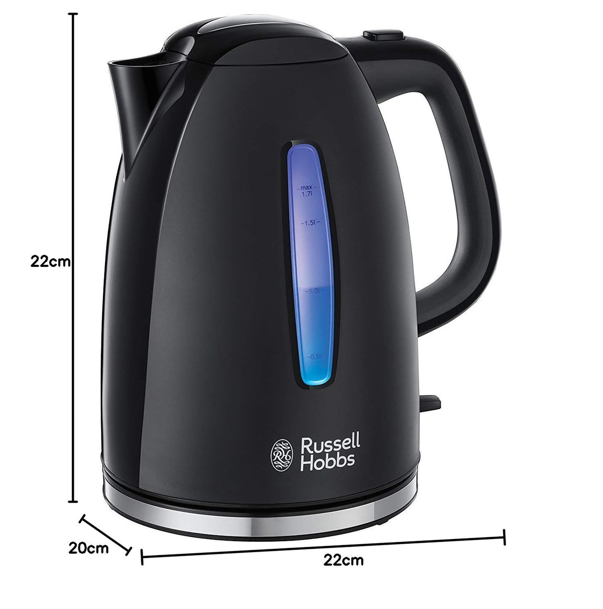 Russell Hobbs Textures+ Kettle [1.7 L, 2400 W, Blue LED Lighting] (Quick Boil Function, Removable Limescale Filter, Illuminated Water Level Indicator, Automatic Lid Opening) Tea Maker 22591-70
