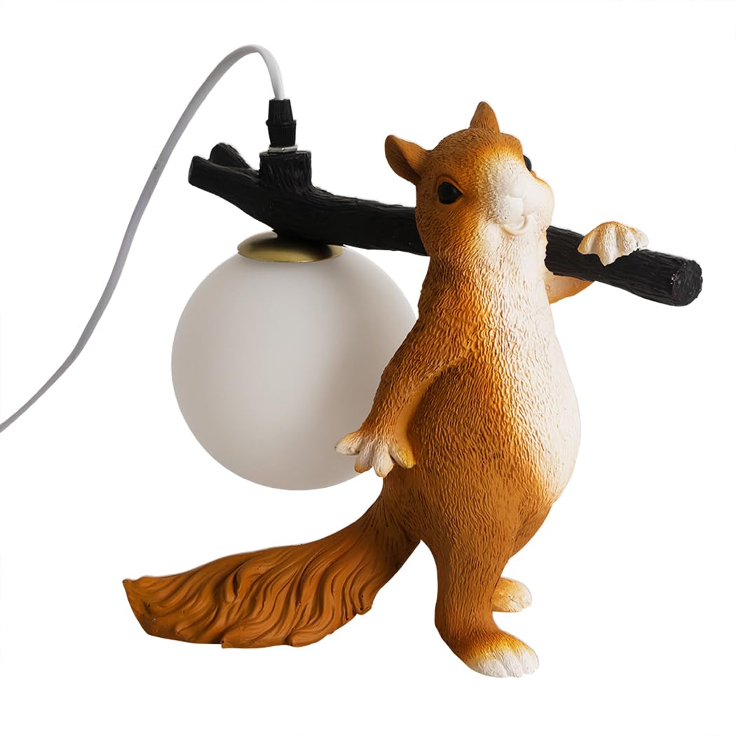 MUMENG Cute Table Lamp, Squirrel Shape Animal Lamp for Bedroom, Resin Unique Table Lamp Kids Desk Lamp for Living Room, Home Decor, Gift (Squirrel Shape)