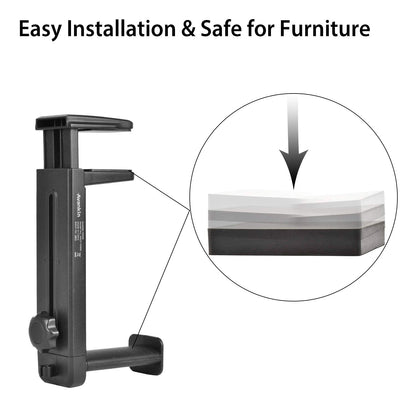 NEETTO HS906 Headphone Stand & Hanger 2 in 1, Above & Under Desk Gaming Headset Holder Mount Hook with Height Adjustable & Rotating Clamp, Earphone Rack with Cable Clip