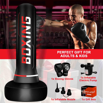 Freestanding Punching Bag for Adult Teens, 70" Heavy Punching Bag with Boxing Gloves and Electric Air Pump for Beginners Kickboxing Training MMA Muay Thai Fitness Office Home Gym