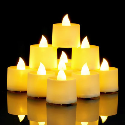 Amagic 24 Pack LED Tea Lights, Flameless Votive Candles, Lasting Electric Fake Small Candles, Battery Operated Tealights Candles for Halloween, Christmas, Home Decor, Wedding, Party, Festival(Ivory)