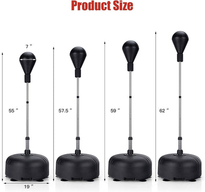 Punching Bag with Stand for Adults, Adjustable Height Free Standing Boxing Reflex Bag, Ideal for MMA Reflex Speed Training, Fitness,Punching and Muscle Building
