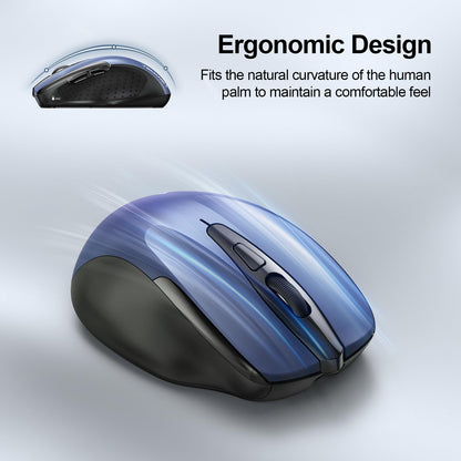 TECKNET Wireless Mouse Rechargeable, 2.4G USB-A Silent Mouse, Quiet Click, 6 Adjustable 4800 DPI, Cordless Computer Mice, Ergonomic Mice for Laptop, 6 Buttons for Chromebook, Ergo Grip - Black