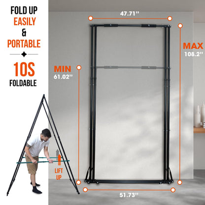 KT TOES DON'T TOUCH GROUND Foldable Free Standing Pull Up Bar Stand Sturdy Power Tower Workout Station For Home Gym Strength Training Adjustable Pullup Fitness Equipment Multifunctional Exercise Rack