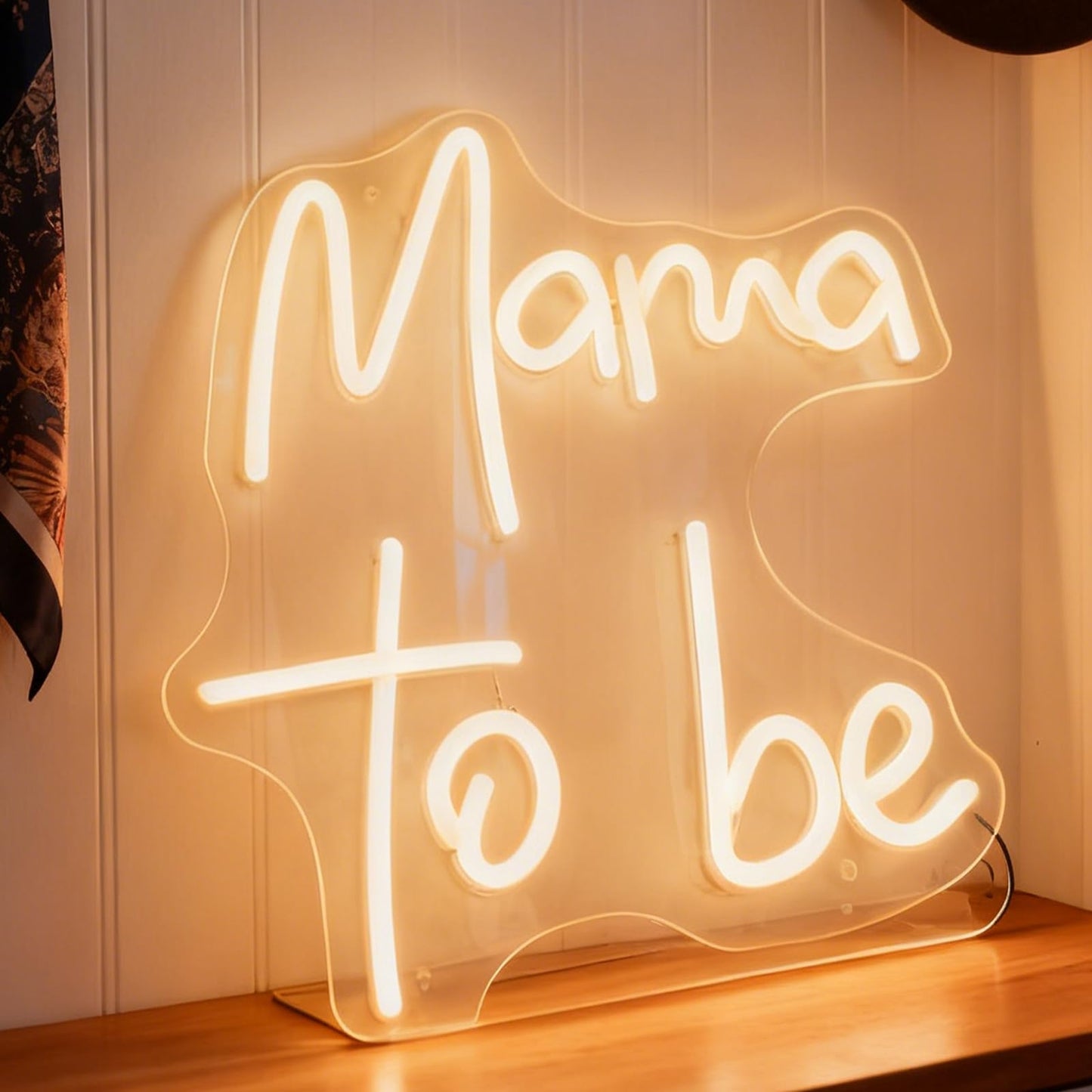 Mama To Be Neon Sign, Baby Shower Party Gift Home Bedroom Nursery Room Wall Table Decor, Warm White USB Powered Dimmable LED Neon Light 15.7 x 11.8 In