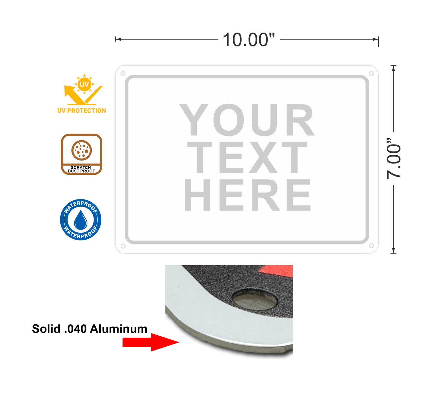 Custom Signs Outdoor Metal for Home Office Business, Personalized, Door, Porch, Delivery, Man Cave, Shop, Garage, Street. For Outside or Inside Use. Our Metal Signs Are UV Printed Solid Aluminum 10x7 inches, Header Box