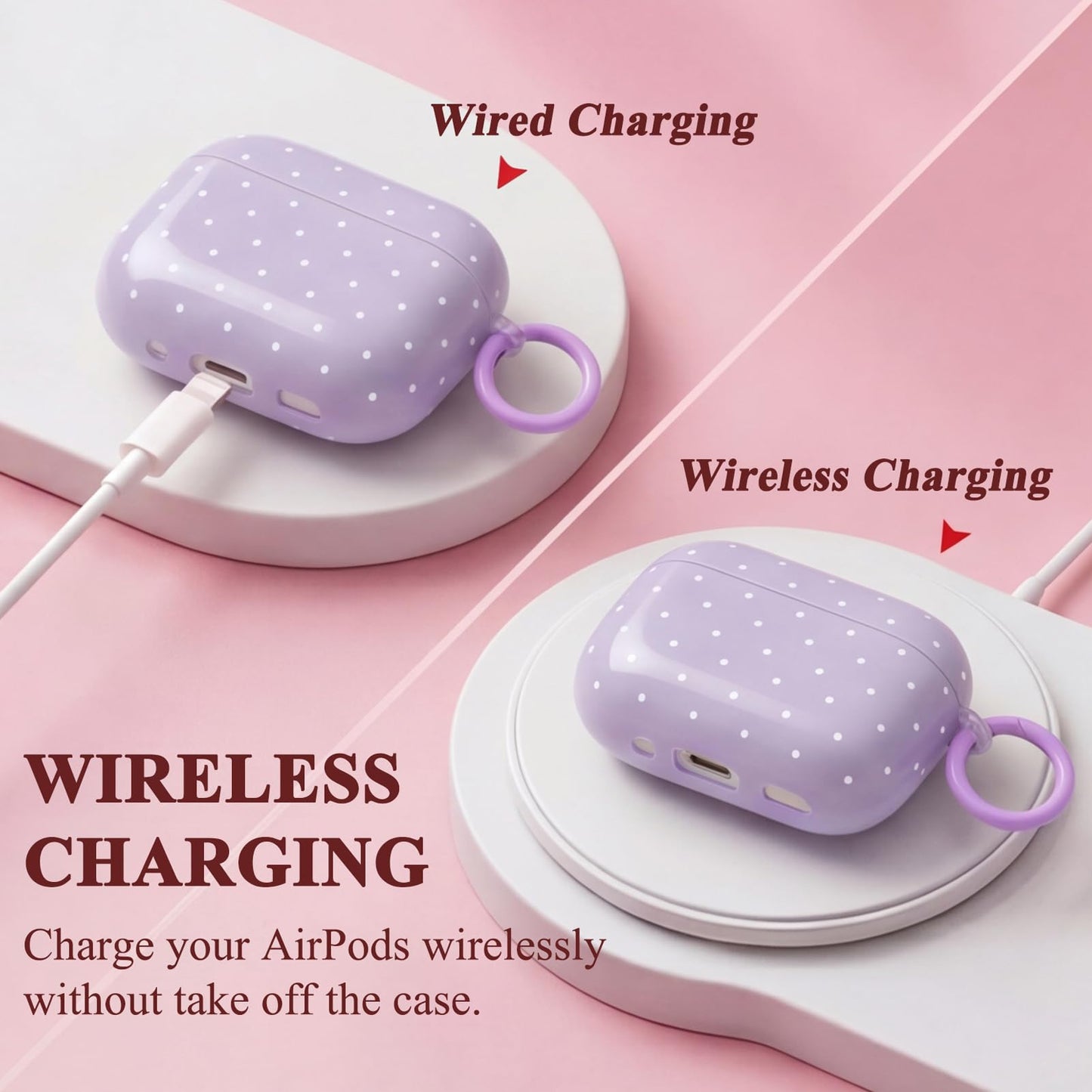 Kimiyaki for AirPods Pro 3 Case Cute Polka Dot Pattern Design Case for Girls Woman Full Protective Shockproof Keychain Cover with Cleaner Kit for Airpods Pro 3rd(2025)