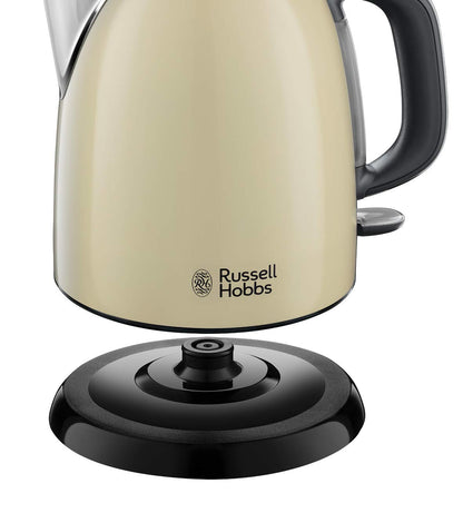 Russell Hobbs Colours+ 24994-70 Kettle [1.0 L] Stainless Steel Cream (2400 W, Quick Boil Function, Removable Limescale Filter, External Water Level Indicator, Small Travel Kettle)
