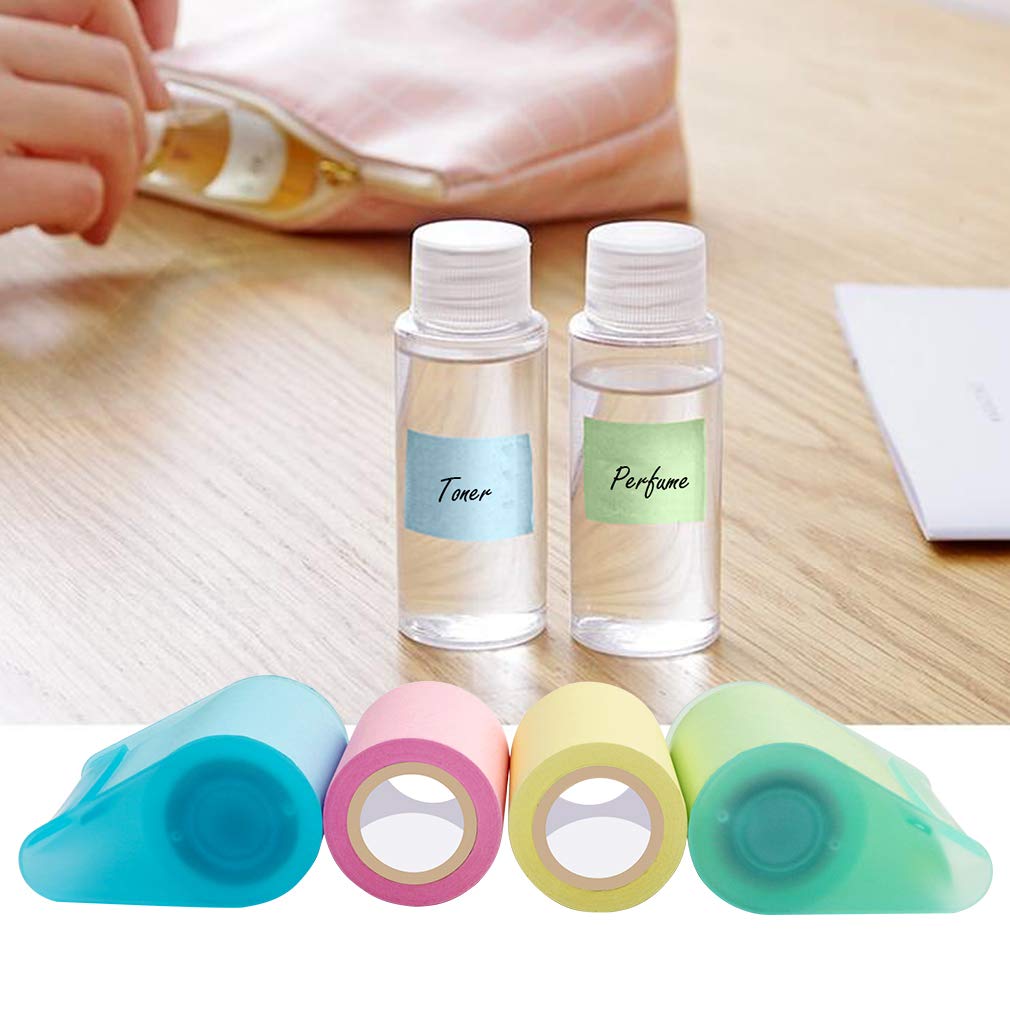 Sticky Notes - VANZAVANZU Self-Stick Full Adhesive Roll Notes with Tape Dispenser, Tear The Different Sizes You Need, 2 Tape Holders + 4 Replaceable Rolls, 4 Colors, Easy Post Notes
