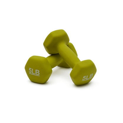 Amazon Basics Neoprene Dumbbell Hand Weights for Workout and Exercise, Hexagon Shape, 5 Pounds, Pair, Green