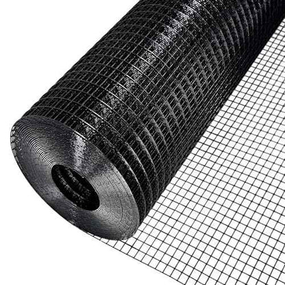 Black Hardware Cloth 48'' x 50' 1/2 inch Mesh 19 Gauge - PVC Coating Wire Mesh Rolls Vinyl Coated Wire Fence Roll Garden Fencing Chicken Run Mesh Screen
