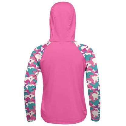 DRONIRING Boys Rash Guard Swim Hoodie, UPF 50+ UV Sun Protection Long Sleeve Fishing Shirt, Kids Youth SPF Water Shirts Deep Pink
