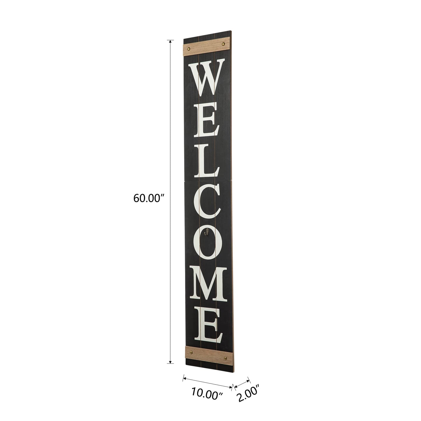 Glitzhome 60”H Welcome Sign for Front Door Porch Farmhouse Wooden Hanging Wall Sign with 4 Interchangeable Floral Wreaths for Seasons Spring Summer Fall Harvest Thanksgiving Christmas Home Decor