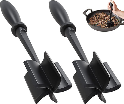 Meat Chopper, Hamburger Grinder, Premium Heat Resistant Smasher for Ground Beef, Burger Grinder Nylon Potato Mix Tool, Meat & Poultry Tenderizers-Black