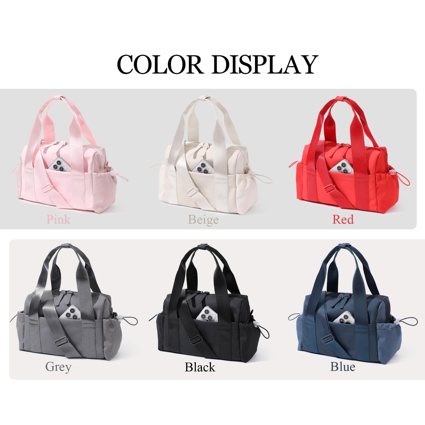 Bucosd Small Gym Bag for Women, Mini Crossbody Gym Duffle Bag with Wet Compartment, Carry on Gym Tote Bag for Workout Dance Sport Travel (Mini-Beige)