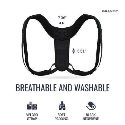 Branfit Shoulder & Back Brace Posture Corrector for Women and Men, Breathable Posture Trainer, Neck Brace and Back Posture Corrector for Upper Back & Neck Pain Relief