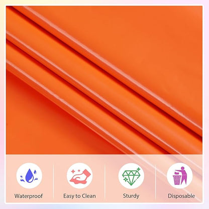 3 Packs Orenge Disposable Plastic Tablecloth 54 x 108 Inch Waterproof Tablecloths 6FT Rectangle Table Cover for Parties Birthday Hallowmas Autumn Theme Outdoor Picnic Family Dinner