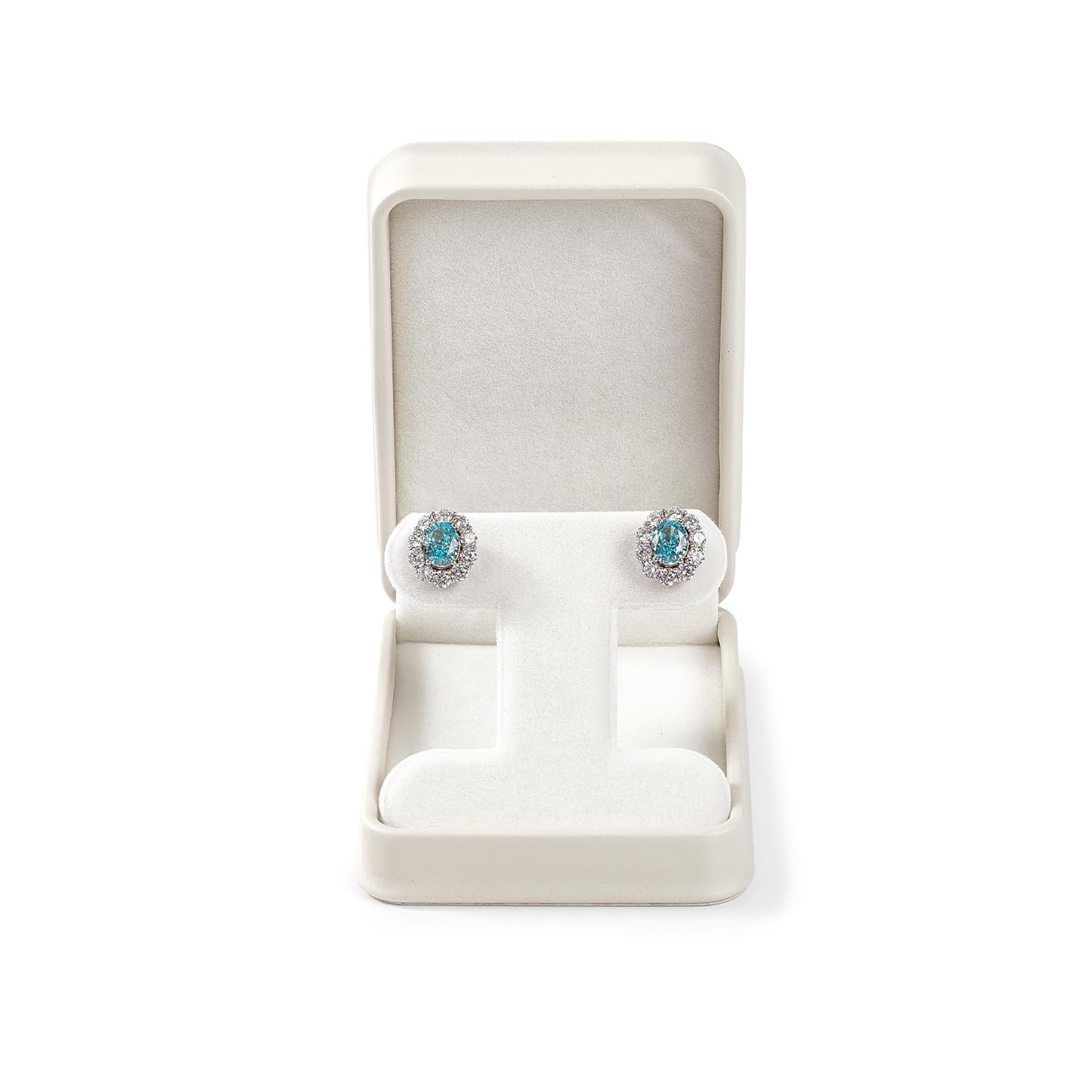 Woodten PU Leather Earrings Box Velvet Interior T-style Stud Earrings Gift Box(Beige)