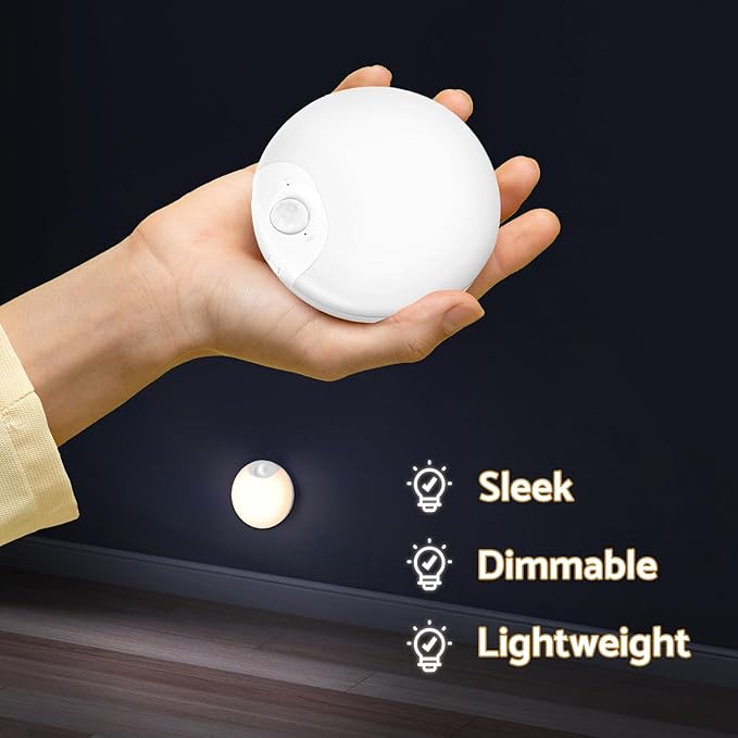 Motion Sensor Night Light Rechargeable 2-Pack, Battery Operated Hallway Lights, Stair Lights Motion Sensor Indoor, Magnetic, Dimmable, Motion Light for Stairs, Bathroom, Hall, Cruise